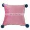 Lovely solid color Velvet pillow case cover with plush ball