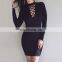 LAITE D2162 autumn women long sleeve mini sexy dress ladies fashion bandage casual dresses