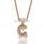 Luxury A-Z Letters Jewelry Bling Bling Word Pendant Necklace Gold Silver Color Charm Full Rhinestone Hip Hop Jewelry Necklace