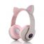 Headset Bluetooth compatible headset wireless LED girl stereo foldable sports headset microphone headset cute cat ears