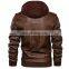 2021 Stylish Motorcycle Leather Hooded  Can Be Cus tom logo Jacket For Men