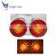 hot selling round circle Vehicle Car truck  red white colour with silvery painting plastic frame 19LED tail light