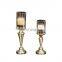 Bronze Glass And Metal Tall Pillar Candle Holder