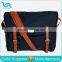 Durable Navy Blue Nylon Messenger Bag Men With Brown Leather Trim