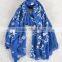 Winter Spring Fashion Long Cotton Flower Machine Embroidery Scarf