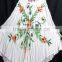White brush printed long umbrella dress