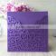 beautiful dark purple wedding cards laser cutting christmas party supplies flower theme with blank or printing inside&envelope