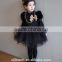 2015 new korean kids fancy one piece dress black and white vintage princess skirt long sleeved dress100-140cm