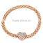 China wholesale zinc alloy rhinestone full jewelled gold plated charm bracelet for women