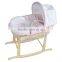Baby euro natural moses maize basket wicker basket set cotton fabric with metal stand