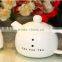 creative hot-selling lovely cartoon snowman ceramic kettle and mugs three-piece tea set