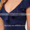 2016 Latest Ruffle Navy Blue Bodycon Midi Dress Designs                        
                                                Quality Choice