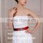 SOP-03good quality french lace Bateau neckline with long and redf satin ribbons bridesmaid dress patterns