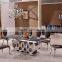 Modern royal marble stainless steel dining table design for banquet hall