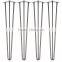 China supply low price cost iron black office furniture table with metal hairpin legs