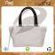 12 OZ natural canvas tote bag with polyester lining & with PU padded handles bottom