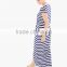 lady's stripe knitting short sleeve maxi dress