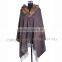 CX-B-P-44F Ladies Latest Design Genuine Raccoon Fur Collar Wool Cashmere Fringed Pashmina Shawl