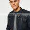 Classic real hero collarless round neck biker waterproof leather men jacket