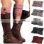 Pacthwork Color Button Knitting Leg Warmers BootToppers Cuffs