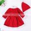 Newest Baby Girl Child Charming Christmas Skirt Gift Bowknot Ruffle Round Collar Long Sleeve Dress + 1 * Santa Claus Hat