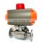 3 Way  SS316 L/T Type Pneumatic Actuator Sanitary  Water Gas Ball Valve