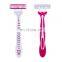 Triple Blades Disposable Razor For Women Stainless Steel Blades Rubber Handle Safety Razor Ladies Bikini Razor CM3-01P