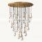 Modern Home American Creative Line Brass Glass RAIN ROUND Chandelier For Living Room Restaurant Bedroom Decorative Lighting