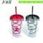 Double wall straw mug with printng