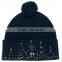 Navy blue merino wool embellished tiara winter beanie hat