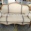 France solid wood furniture/ linen soft package sofa/ classic eiderdown double seat or three seat sofa