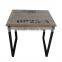 Antique solid wood set of 3 side table with metal stands