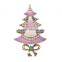 Eco-friendly zinc alloy material gold plated rhinestone christmas tree brooch pin