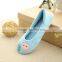 Asian new flats sole light blue female ballet shoe