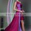 Fashionable short front one-shoulder red evening dress with purple color