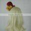 Custom plain yellow flower red small formal hat with hair attached