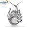 10-11mm Elegant Beautiful Swan Shaped Real Freshwater Pearl Pendant With Silver