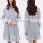 Apparel New Arrivals Autumn Herringbone Woman Long Sleeve Pleated Casual Dress