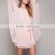 OEM Europ Girls Romantic Pink Fashion Cold Shoulder Double Layer Ruffle Jumpsuits