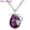 Fashion Big Purple Zircon Crystal Platinum Plated Pendant Necklace Vintage Statement Necklace Fashion Necklaces for Women 2014