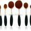 Superior animal hair shiny black&gold handle 10pcs makeup brush set