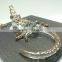 Crystal Gecko / Lizard Hand Blown Clear Glass Art Gold Trim Figurines Home Decor / Reptile animals Collection / Gift