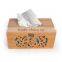 Imported High-Grade Pine Hollow Carved Flowers Napkin Box, Wooden Copper Buckle Chinese Style Tissue Box