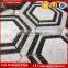 Five layers surround white black hexagon marble stome mosaic with more veins