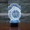 New Touch Clock 3D Night Light 7 Color Change LED Table Lamp Xmas Toy Gift