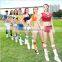 Hot selling girl knee high long stripe football sport tube socks