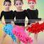 Long sleeve black top and skirt latin dance dress for girls LT010