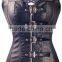 Wholesale Open Cup Front Zipper overbust real Leather Slimming Corsets