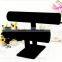 High End Black Velvet Bracelets Jewelry Roll Display Handmade Wooden Jewelry Display Stand for Bracelets and Watch
