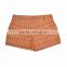 Women Very Short Orange Plaid Chino Shorts